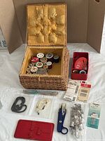 Entire open basket and spread of supplies