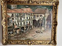 Front view of the framed painting showing full artwork and frame