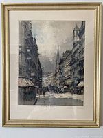 Full view of framed aquatint etching