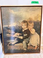 Full view of framed painting showing two children