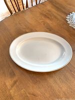 Top view of oval Johnson Brothers platter on table