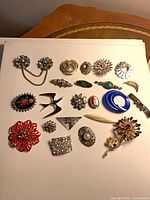 Group shot of all brooches laid out