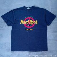 Full front view of Hard Rock Cafe Orlando blue T-shirt