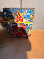 Front view showing full Buddha painting on wood panel