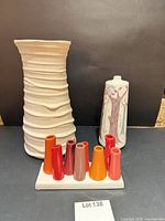 Front view of all three vases
