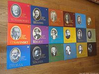 18 Time Life Great Men of Music boxes laid out showing composer names