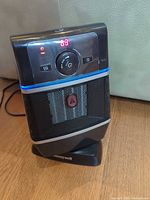 Front view of Honeywell heater showing controls and mesh grille