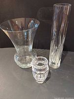 Group shot of all three clear glass vases