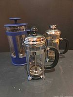 Group shot showing all three French press coffee makers