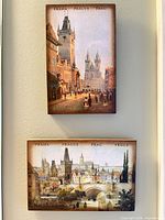 Front view showing both Prague prints, vertical above horizontal