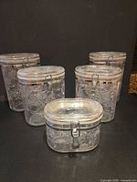 All five clear plastic canisters with lids displayed