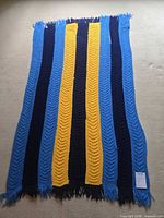 Full view of striped acrylic throw laid flat