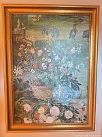 Full view of framed floral chinoiserie giclée print