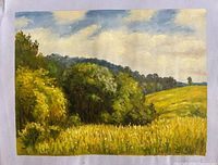 Front view of oil painting showing full landscape scene