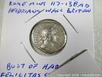 Obverse showing bust of Hadrian