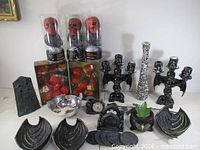 overview of all Halloween décor items arranged on table