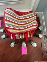 Cooler bag exterior with striped top view