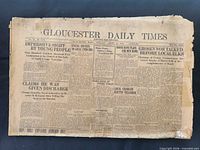 Full front page of the 1922 Gloucester Daily Times newspaper