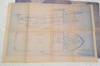 Overall view of one blueprint unfolded showing side and deck plan
