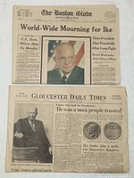 Front view of both newspapers showing headlines and images