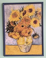 Framed Sunflowers print close-up