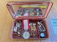 All items arranged inside open presentation case