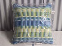 Front view of sealed striped Hudson’s Bay pillow