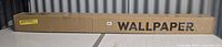 Long cardboard box marked WALLPAPER containing roll