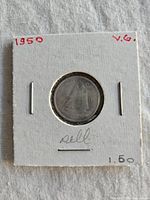Obverse side of 1950 Canadian silver dime in 2x2 holder, George VI portrait visible