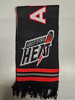 Full view of scarf showing team logo and letter A end