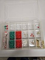 Entire storage box open showing all bead compartments