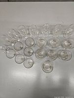Top view of all 21 glasses arranged in groups