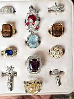Front view showing all 12 rings arranged in tray