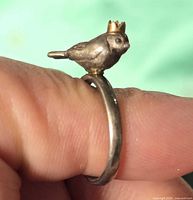 side profile of bird atop ring