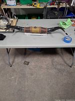 Full view of longhorn horns on table