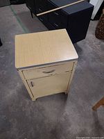 Full view of metal side cabinet front and top