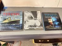 Front covers of the three Titanic books