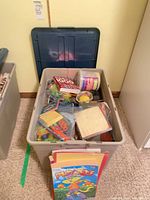 Overall view of tote with assorted items visible