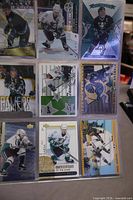 Nine Paul Kariya cards in binder page, mix of subsets and base