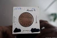 Reverse showing ONE CENT 1859 with leaf wreath