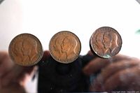 Three copper Canadian Confederation tokens dated 1867-1927, obverse view