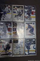 Front view of first nine Mats Sundin cards in binder page