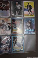 Front view of 8 Jeremy Roenick cards in binder sheet