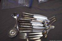 Group shot of all 18 flatware pieces laid out