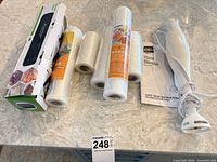 Hand blender, five bag rolls, vacuum sealer box