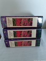 Spine view of three Gardening Easy binders stacked
