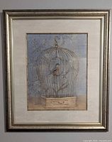 Front view of framed birdcage print