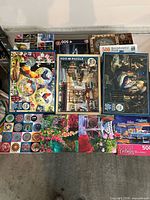 Front view of all puzzles laid out on table