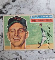 Front of 1954 Topps Freddie Marsh card showing portrait, action image, name banner
