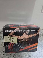 Front of sealed box showing Single Round Ventral Wheel ab roller set label and image